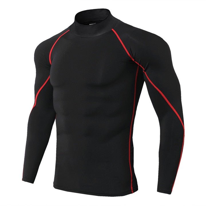 Men Bodybuilding Sport T-shirt Quick Dry Running Shirt Long Sleeve Compression Top Gym T Shirt Men Fitness Tight Rashgard - Yallafit