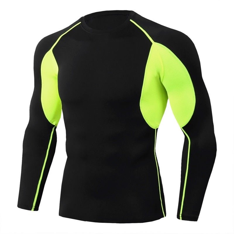 Men Bodybuilding Sport T-shirt Quick Dry Running Shirt Long Sleeve Compression Top Gym T Shirt Men Fitness Tight Rashgard - Yallafit