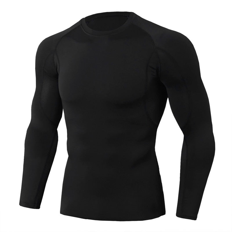 Men Bodybuilding Sport T-shirt Quick Dry Running Shirt Long Sleeve Compression Top Gym T Shirt Men Fitness Tight Rashgard - Yallafit