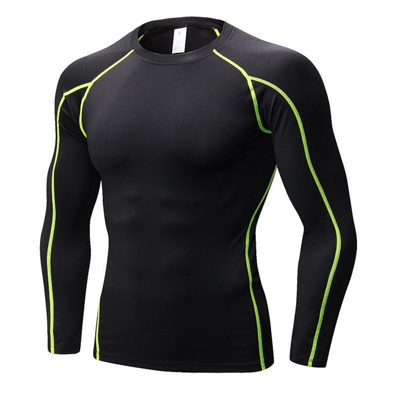 Men Bodybuilding Sport T-shirt Quick Dry Running Shirt Long Sleeve Compression Top Gym T Shirt Men Fitness Tight Rashgard - Yallafit