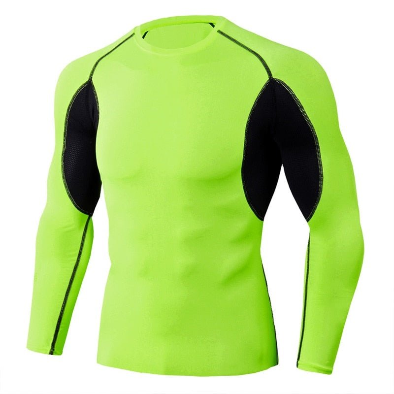 Men Bodybuilding Sport T-shirt Quick Dry Running Shirt Long Sleeve Compression Top Gym T Shirt Men Fitness Tight Rashgard - Yallafit