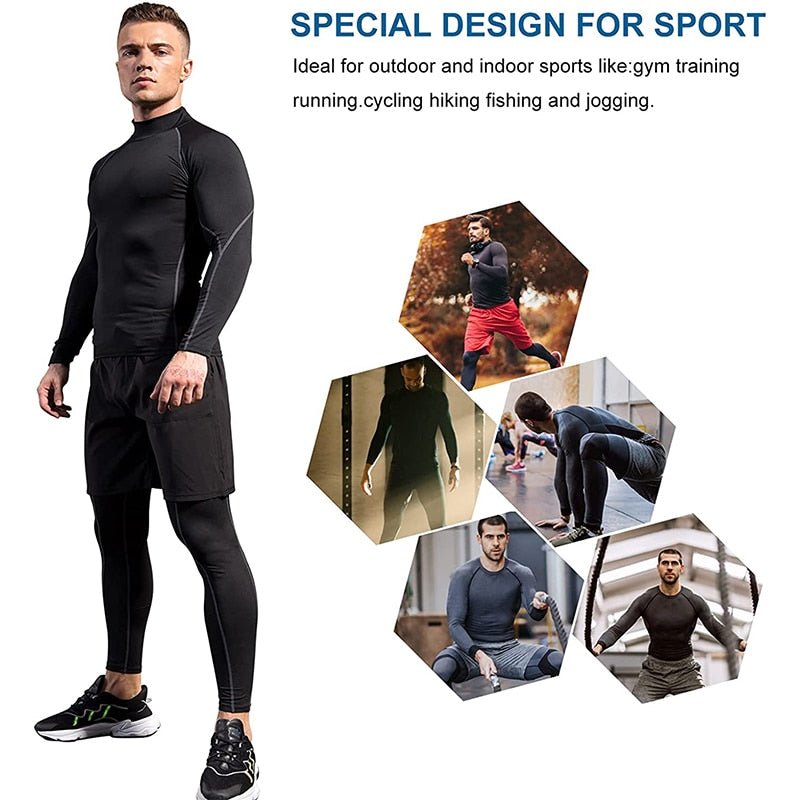 Men Bodybuilding Sport T-shirt Quick Dry Running Shirt Long Sleeve Compression Top Gym T Shirt Men Fitness Tight Rashgard - Yallafit