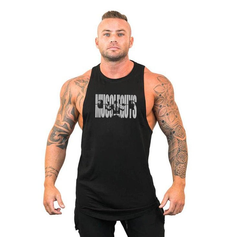 Men Bodybuilding Tank Tops Gym Workout Fitness Cotton Sleeveless Shirt Running Vest Stringer Singlet Male Summer Sports Clothes - Yallafit 0