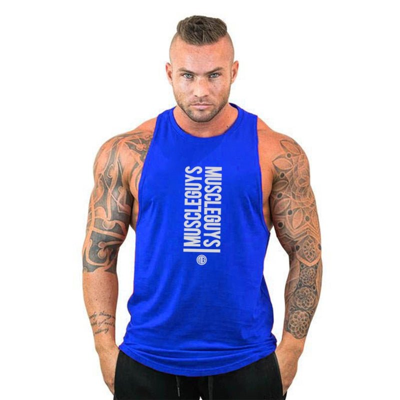 Men Bodybuilding Tank Tops Gym Workout Fitness Cotton Sleeveless Shirt Running Vest Stringer Singlet Male Summer Sports Clothes - Yallafit 0