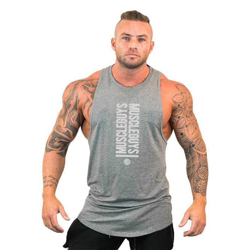 Men Bodybuilding Tank Tops Gym Workout Fitness Cotton Sleeveless Shirt Running Vest Stringer Singlet Male Summer Sports Clothes - Yallafit 0