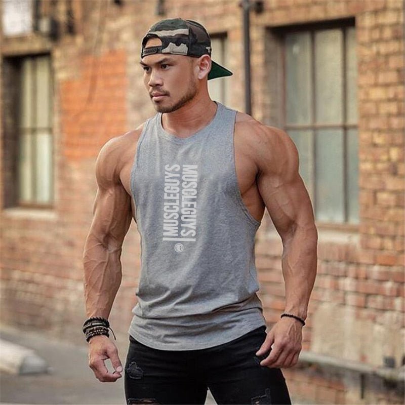 Men Bodybuilding Tank Tops Gym Workout Fitness Cotton Sleeveless Shirt Running Vest Stringer Singlet Male Summer Sports Clothes - Yallafit 0