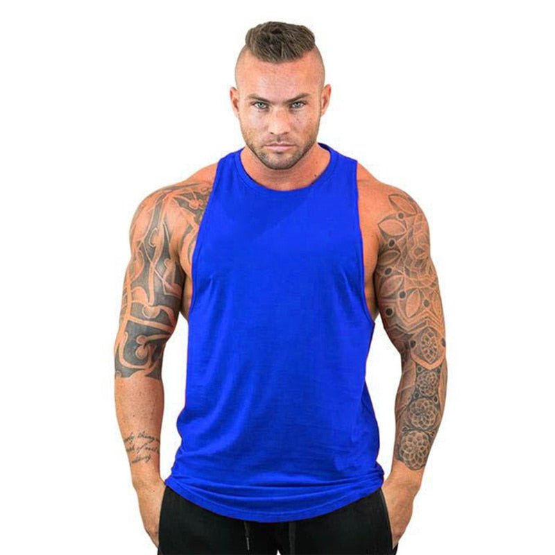 Men Bodybuilding Tank Tops Gym Workout Fitness Cotton Sleeveless Shirt Running Vest Stringer Singlet Male Summer Sports Clothes - Yallafit 0