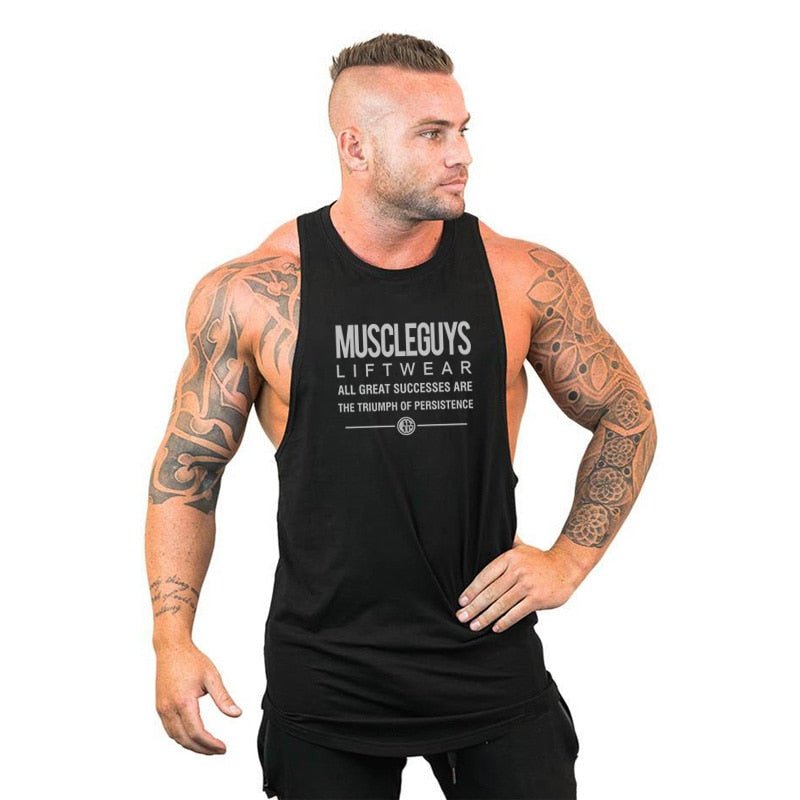 Men Bodybuilding Tank Tops Gym Workout Fitness Cotton Sleeveless Shirt Running Vest Stringer Singlet Male Summer Sports Clothes - Yallafit 0