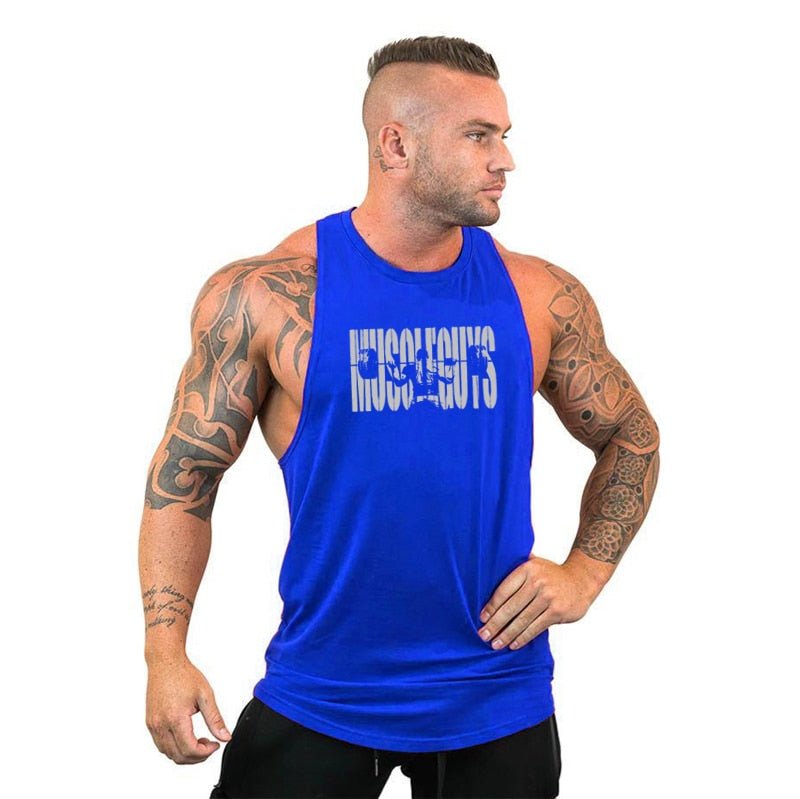 Men Bodybuilding Tank Tops Gym Workout Fitness Cotton Sleeveless Shirt Running Vest Stringer Singlet Male Summer Sports Clothes - Yallafit 0