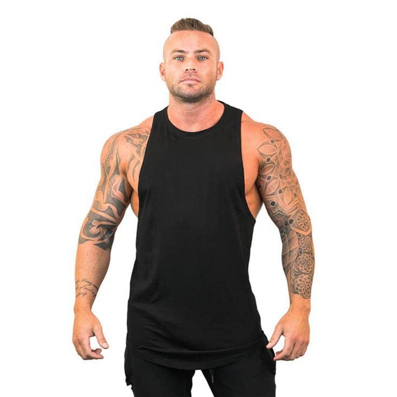 Men Bodybuilding Tank Tops Gym Workout Fitness Cotton Sleeveless Shirt Running Vest Stringer Singlet Male Summer Sports Clothes - Yallafit 0