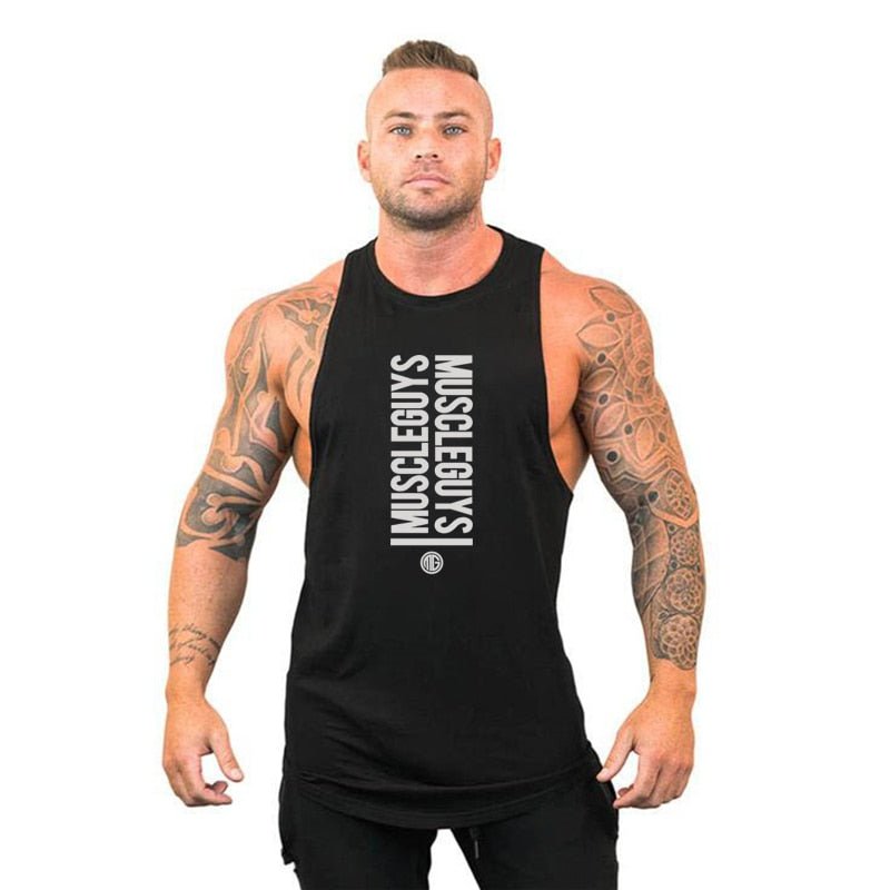 Men Bodybuilding Tank Tops Gym Workout Fitness Cotton Sleeveless Shirt Running Vest Stringer Singlet Male Summer Sports Clothes - Yallafit 0