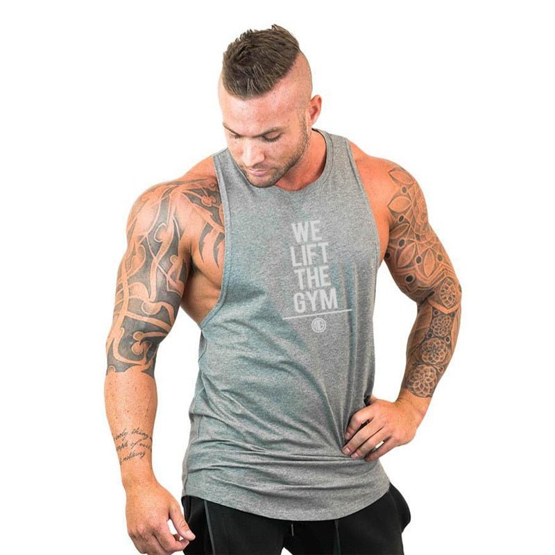 Men Bodybuilding Tank Tops Gym Workout Fitness Cotton Sleeveless Shirt Running Vest Stringer Singlet Male Summer Sports Clothes - Yallafit 0