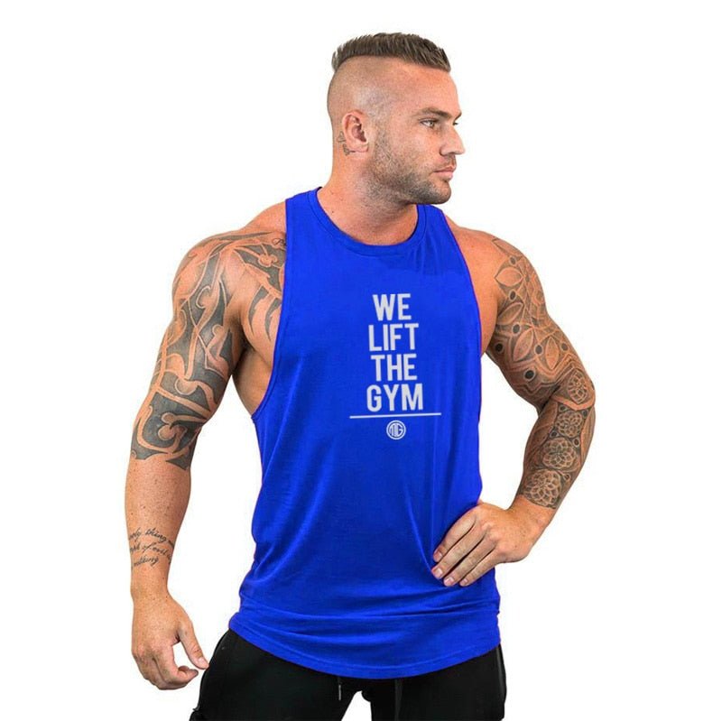 Men Bodybuilding Tank Tops Gym Workout Fitness Cotton Sleeveless Shirt Running Vest Stringer Singlet Male Summer Sports Clothes - Yallafit 0