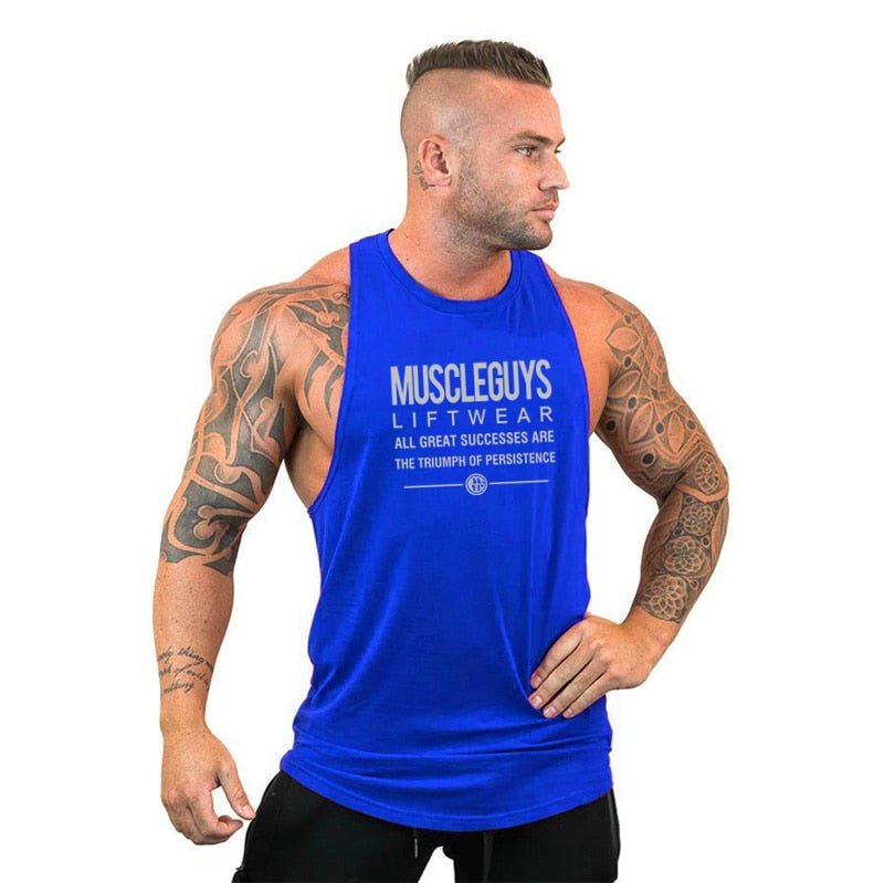 Men Bodybuilding Tank Tops Gym Workout Fitness Cotton Sleeveless Shirt Running Vest Stringer Singlet Male Summer Sports Clothes - Yallafit 0