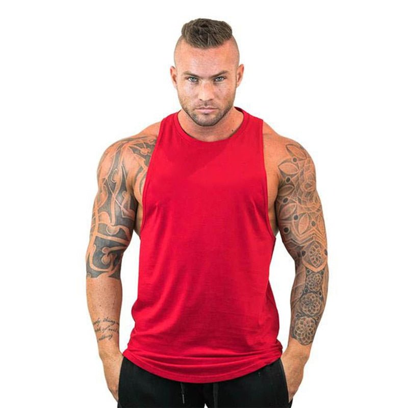Men Bodybuilding Tank Tops Gym Workout Fitness Cotton Sleeveless Shirt Running Vest Stringer Singlet Male Summer Sports Clothes - Yallafit 0