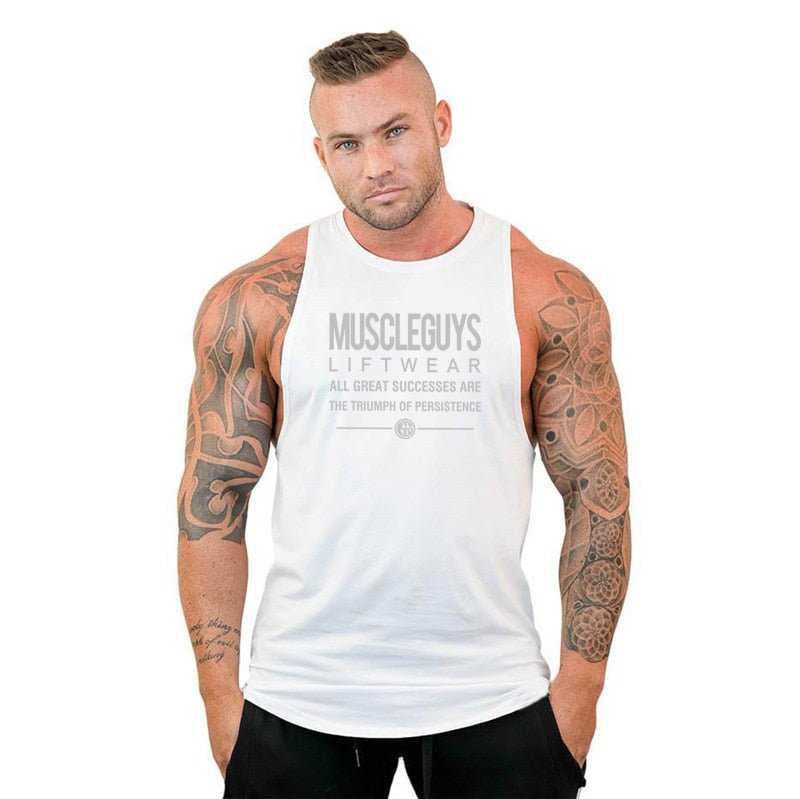 Men Bodybuilding Tank Tops Gym Workout Fitness Cotton Sleeveless Shirt Running Vest Stringer Singlet Male Summer Sports Clothes - Yallafit 0
