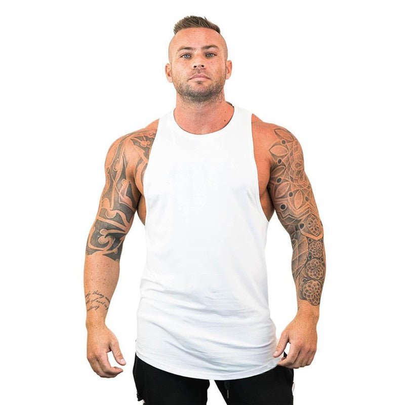 Men Bodybuilding Tank Tops Gym Workout Fitness Cotton Sleeveless Shirt Running Vest Stringer Singlet Male Summer Sports Clothes - Yallafit 0