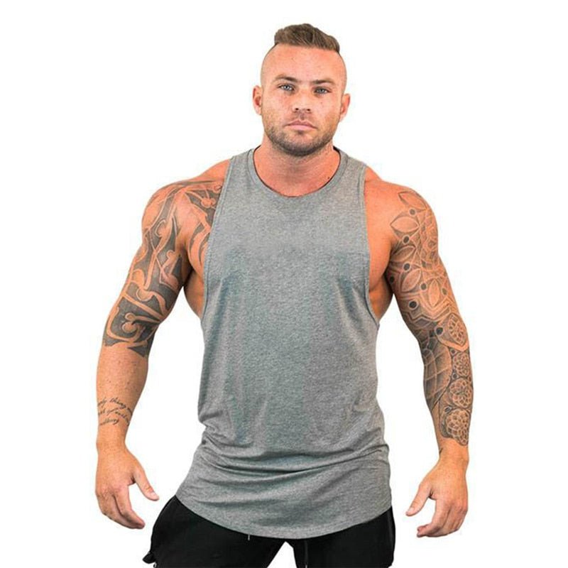 Men Bodybuilding Tank Tops Gym Workout Fitness Cotton Sleeveless Shirt Running Vest Stringer Singlet Male Summer Sports Clothes - Yallafit 0