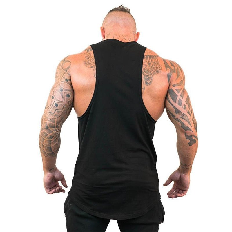 Men Bodybuilding Tank Tops Gym Workout Fitness Cotton Sleeveless Shirt Running Vest Stringer Singlet Male Summer Sports Clothes - Yallafit 0