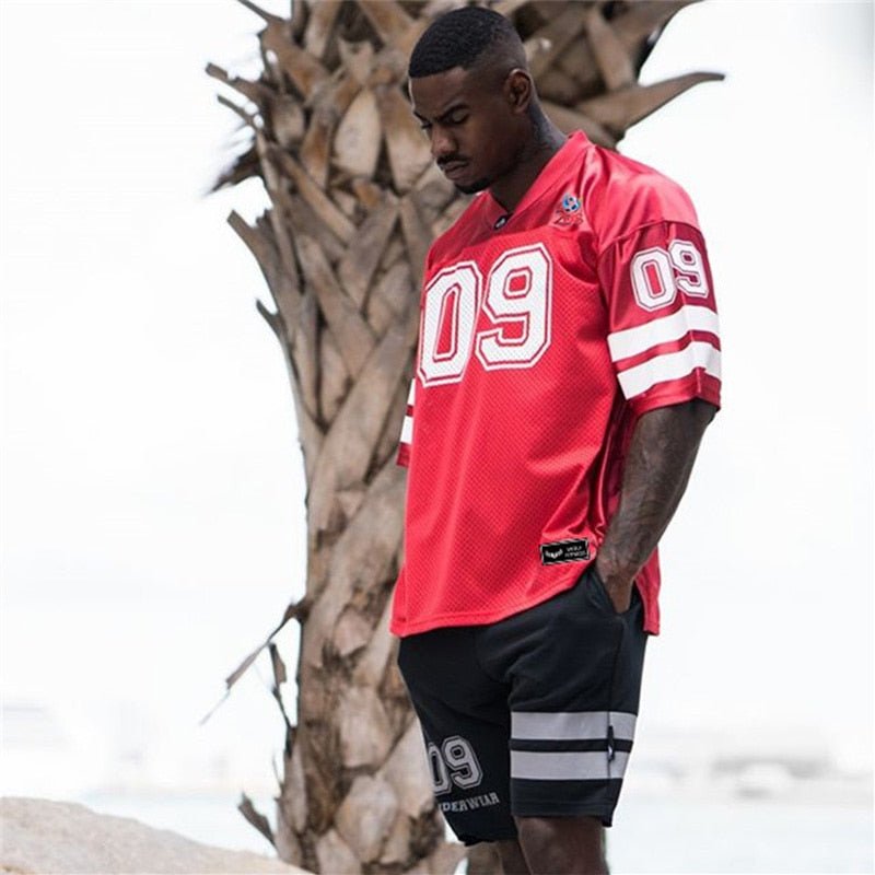 Men Casual Printing Short Sleeve Quick Drying T-Shirt Bodybuilding Elasticity Basketball Clothes Fitness Gym T Shirt Size M-XXL - Yallafit