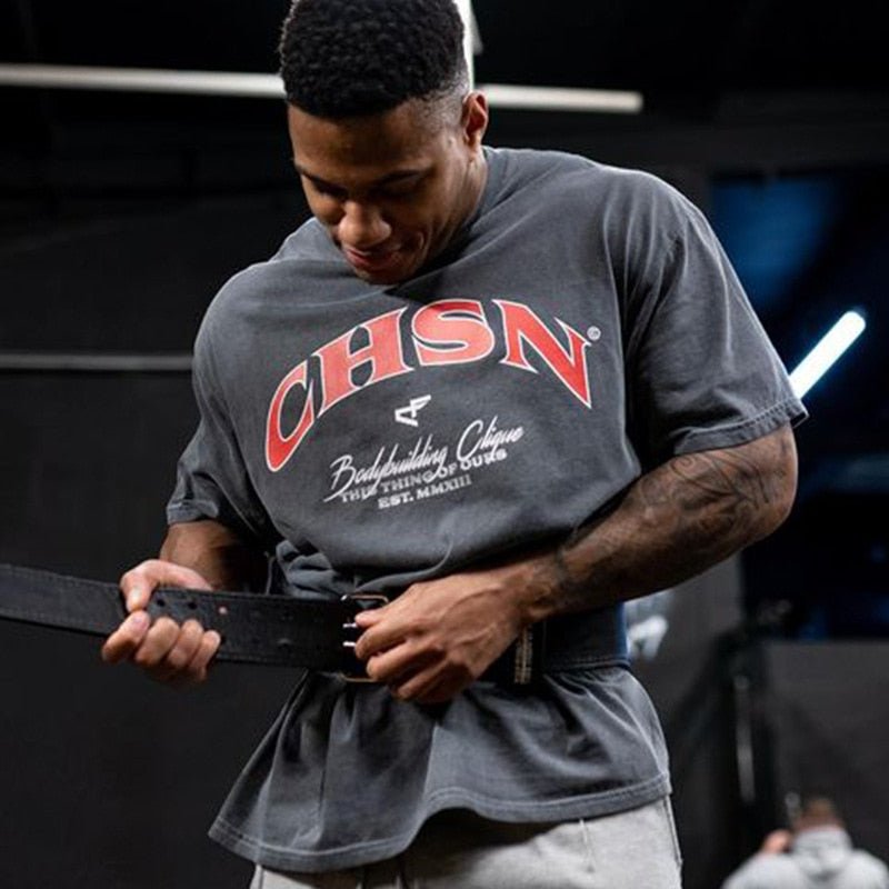 Men New Oversized Loose Comfortable Sports T-shirt Summer Cotton Gym Fitness Bodybuilding Workout Shirts Short Sleeves Tees Top - Yallafit
