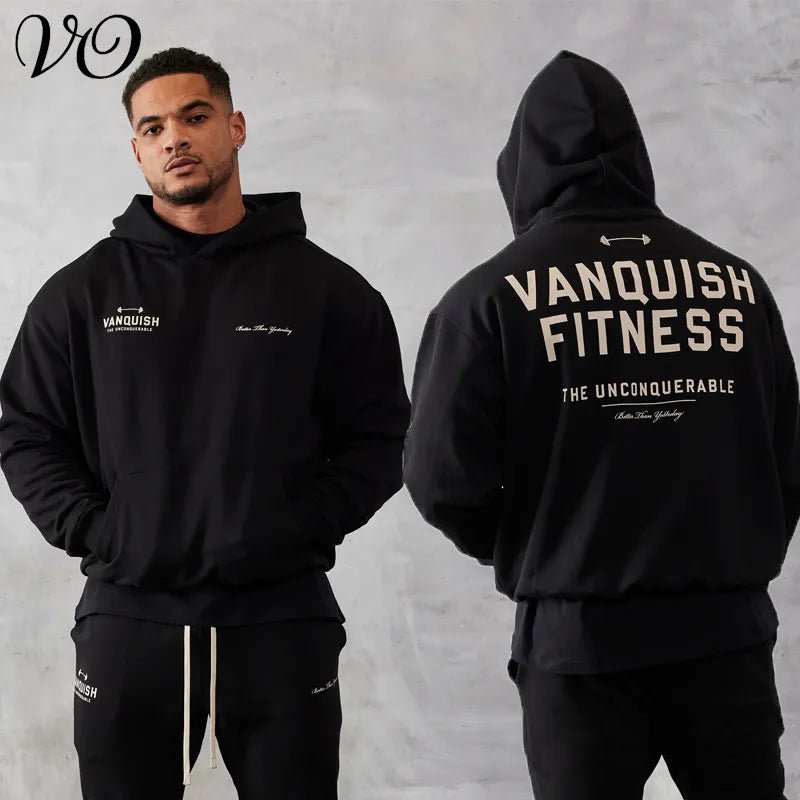 Men Oversized Pullover Hoodie Cotton Loose Sportswear Joggers Gym Sports Fitness Running Training Coat Casual Fashion Sweatshirt - Yallafit