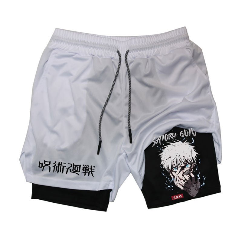 Men Running Shorts Summer Anime Jujutsu Kaisen Sportswear Short Pant 2 In 1 Training Workout Male Gym Fitness Sport Shorts - Yallafit