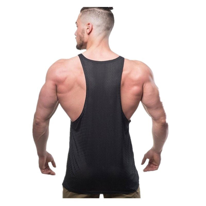 Men Summer New Fashion Casual Brand Vest Polyester fabric Mesh Quick drying Breathable Men Gyms Fitness Bodybuilding Tank Tops - Yallafit 0