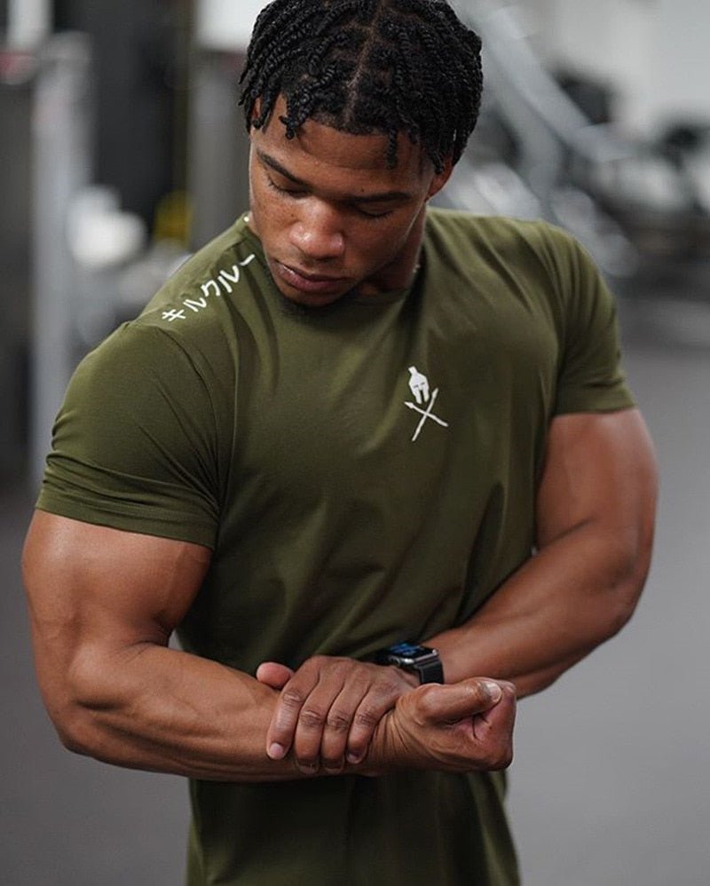 Men T Shirts Fashion Summer Bodybuilding Letter Printed Tshirt Men GYM Fitness Workout O-Neck Show Muscle - Yallafit 0