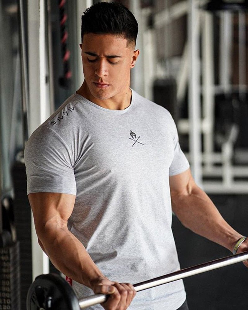 Men T Shirts Fashion Summer Bodybuilding Letter Printed Tshirt Men GYM Fitness Workout O-Neck Show Muscle - Yallafit 0