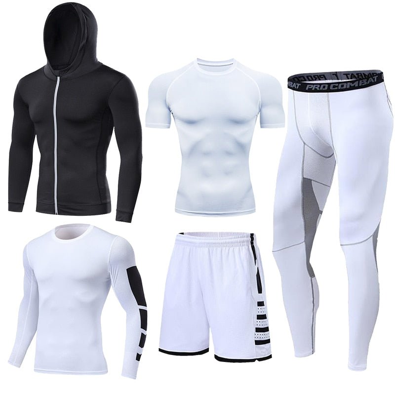 Men's Running Tracksuit Training Fitness Sportswear Set Compression Leggings Sport Clothes Gym Tight Sweatpants Rash Guard Lycra - Yallafit