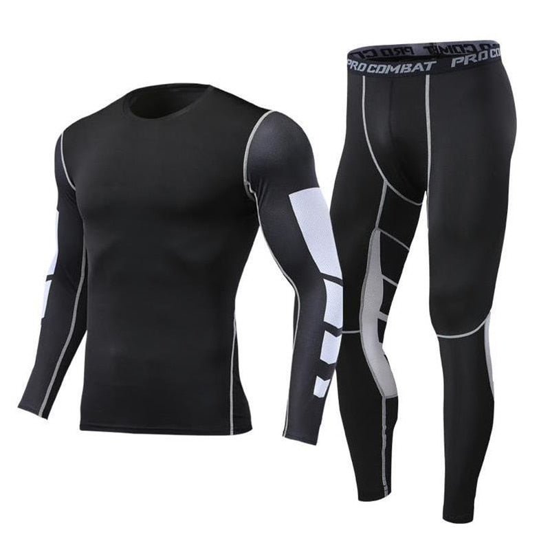 Men's Running Tracksuit Training Fitness Sportswear Set Compression Leggings Sport Clothes Gym Tight Sweatpants Rash Guard Lycra - Yallafit