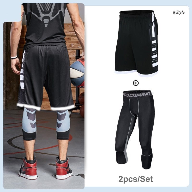 Men's Running Tracksuit Training Fitness Sportswear Set Compression Leggings Sport Clothes Gym Tight Sweatpants Rash Guard Lycra - Yallafit