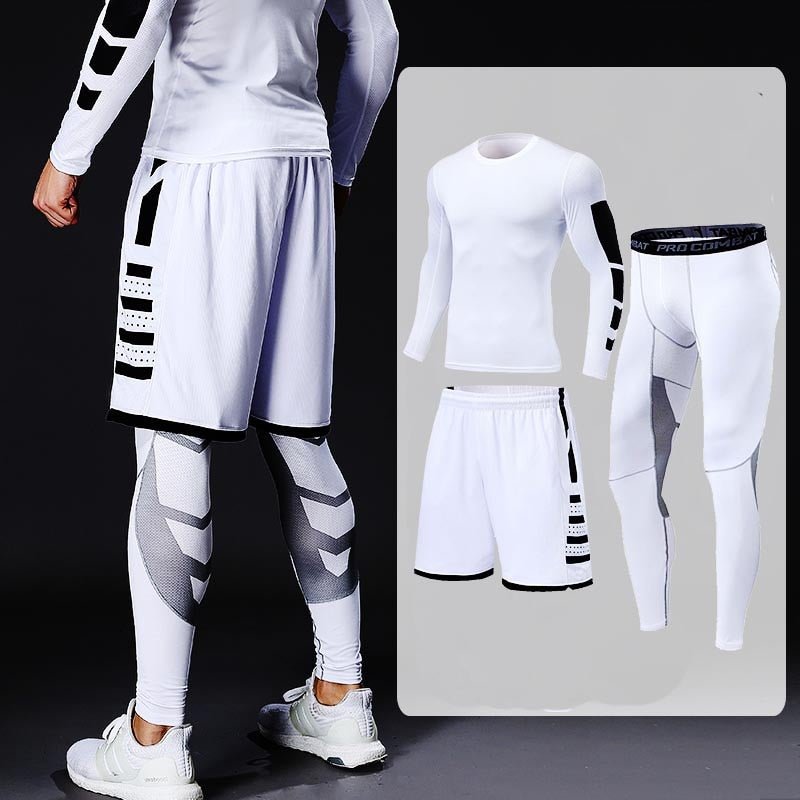 Men's Running Tracksuit Training Fitness Sportswear Set Compression Leggings Sport Clothes Gym Tight Sweatpants Rash Guard Lycra - Yallafit