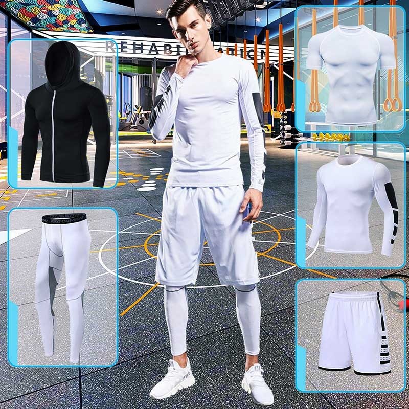 Men's Running Tracksuit Training Fitness Sportswear Set Compression Leggings Sport Clothes Gym Tight Sweatpants Rash Guard Lycra - Yallafit