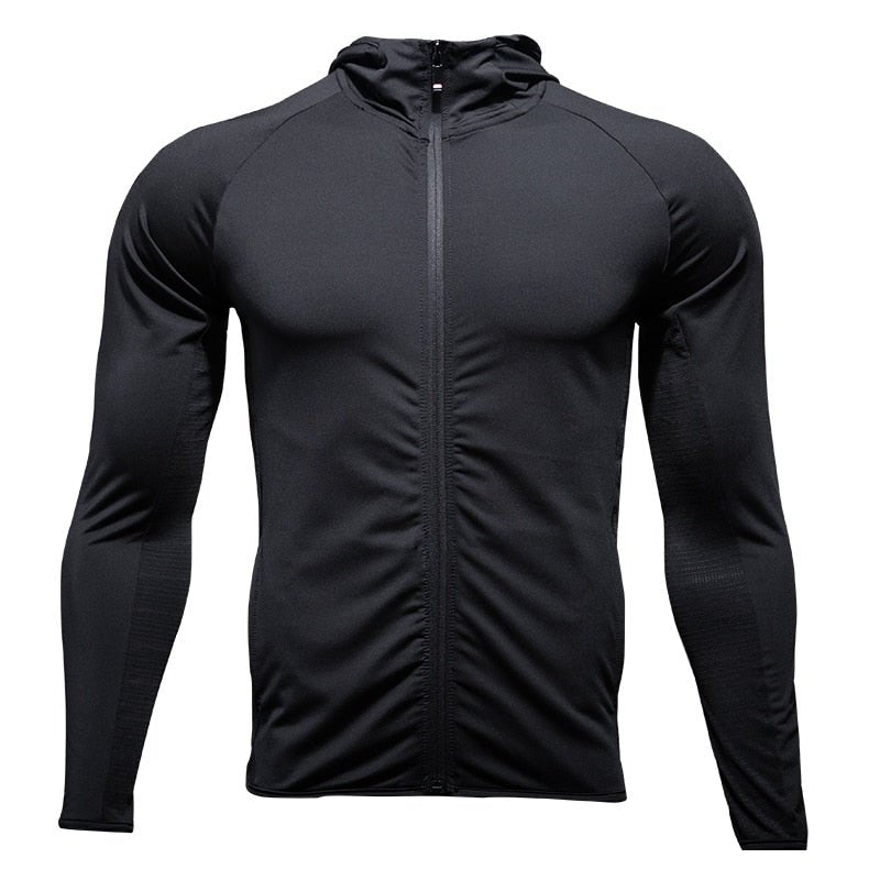 Men's Running Training Jackets Elastic Breathable Hoody Quick Dry Gym Hoodies Workout Fitness Clothing For Man Casual Sportwear - Yallafit 0