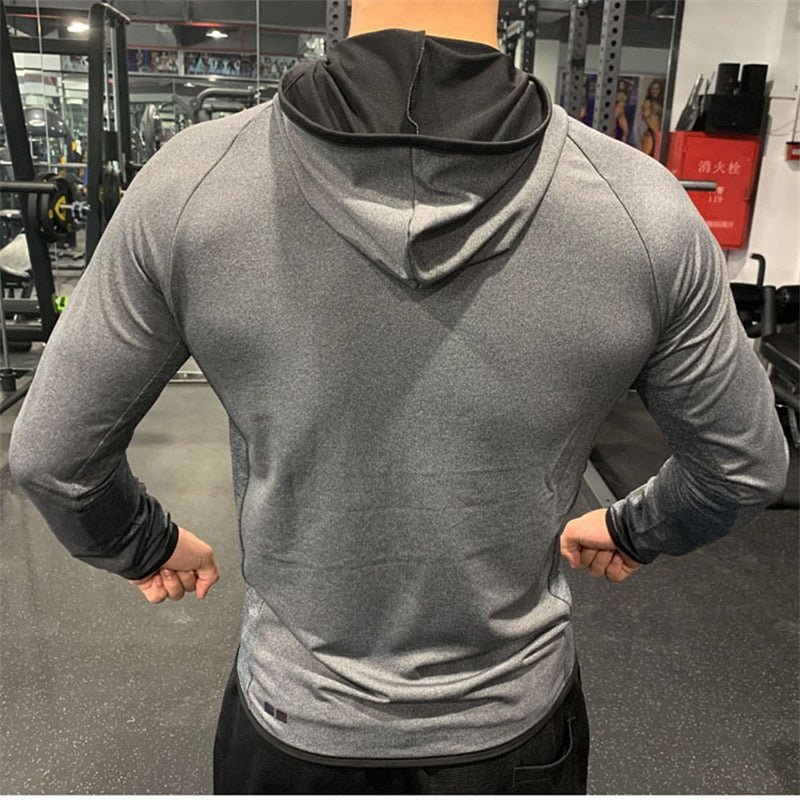 Men's Running Training Jackets Elastic Breathable Hoody Quick Dry Gym Hoodies Workout Fitness Clothing For Man Casual Sportwear - Yallafit 0