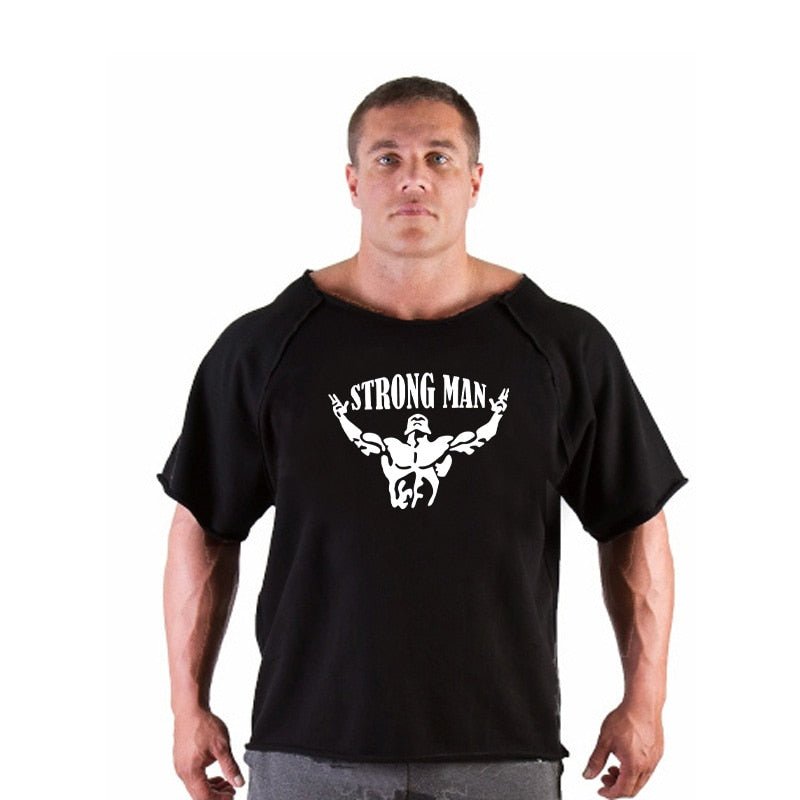 Men's T Shirts Fitness Men Bodybuilding Shirt Batwing Sleeve Rag shirt Gym Fitness Muscle Running T shirt - Yallafit