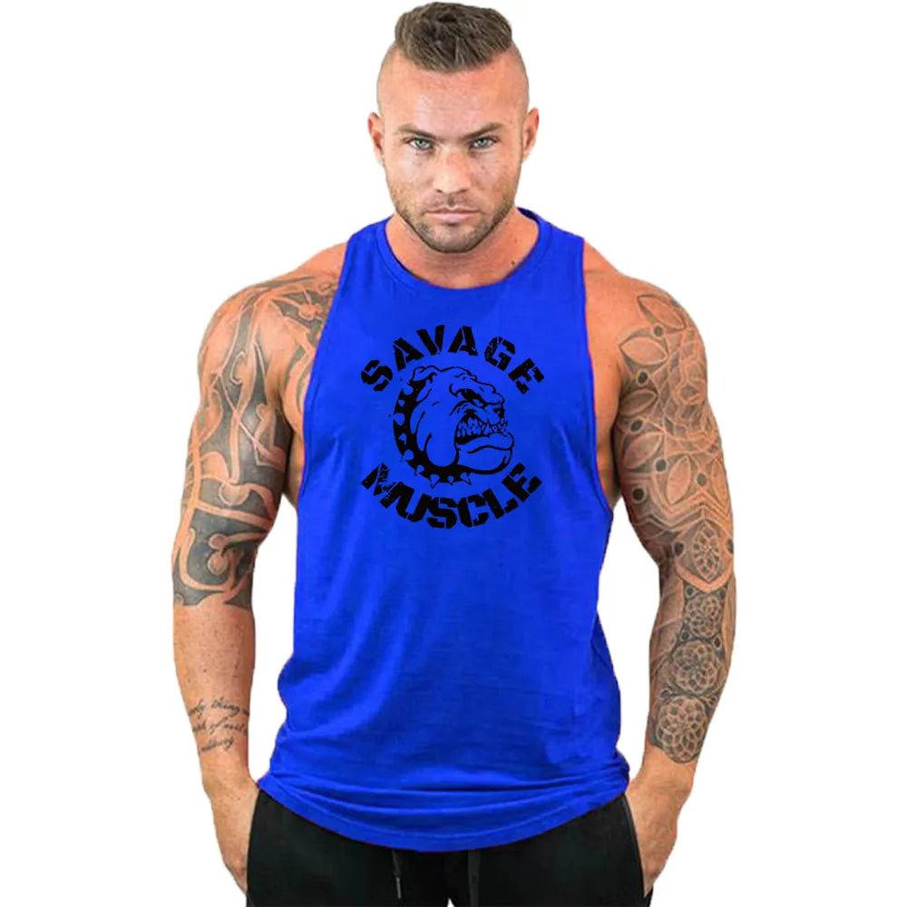 Men's Cotton Sleeveless shirt animal Bodybuilding Workout Tank Tops Muscle Fitness Shirts Male Gym Skull Beast Stringer Vest - Yallafit