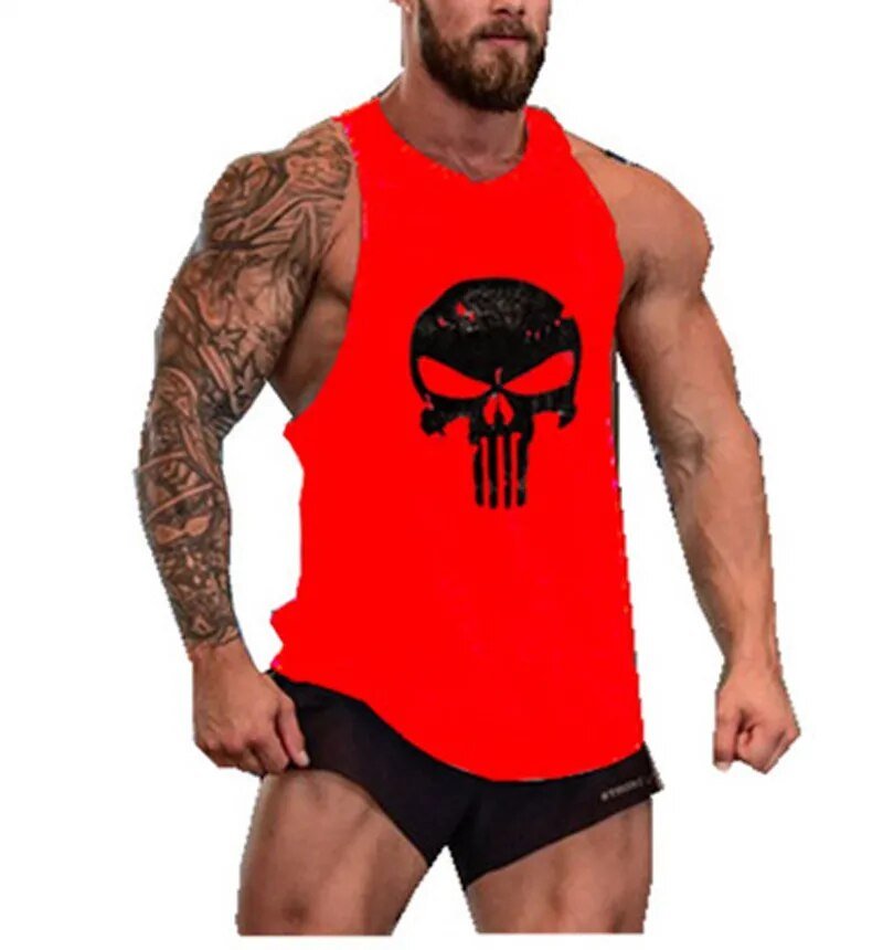 Men's Cotton Sleeveless shirt animal Bodybuilding Workout Tank Tops Muscle Fitness Shirts Male Gym Skull Beast Stringer Vest - Yallafit