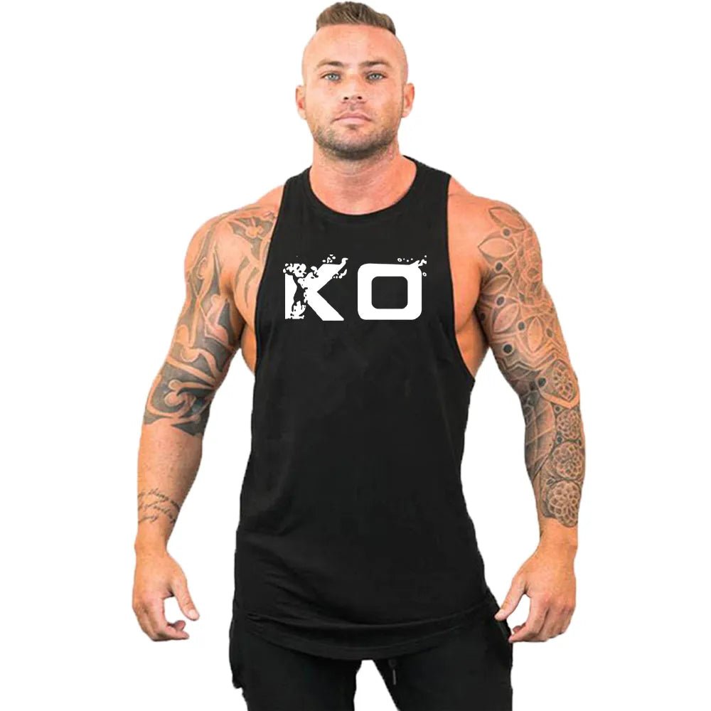 Men's Cotton Sleeveless shirt animal Bodybuilding Workout Tank Tops Muscle Fitness Shirts Male Gym Skull Beast Stringer Vest - Yallafit
