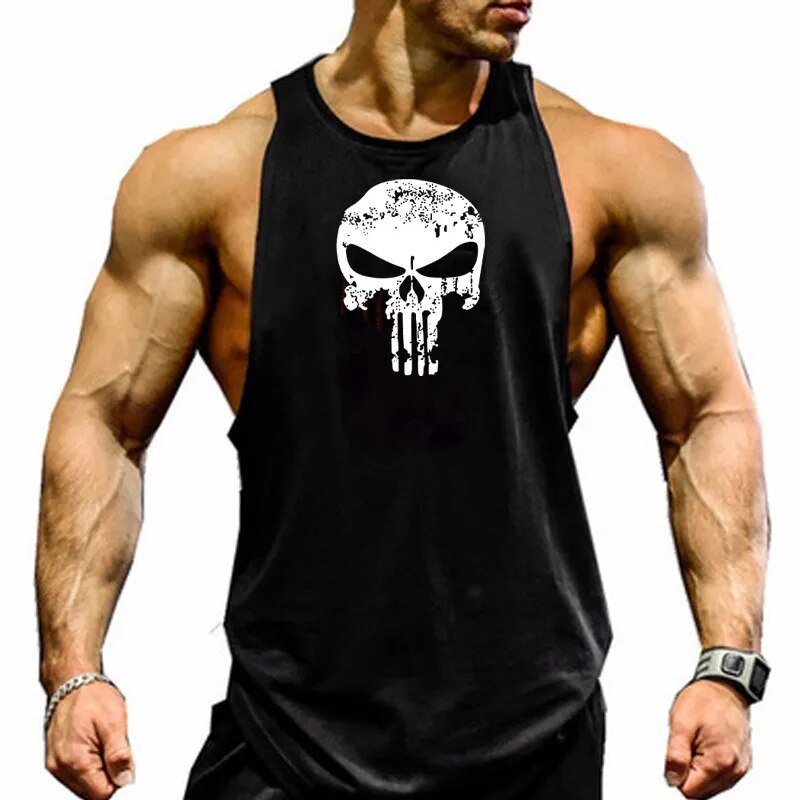 Men's Cotton Sleeveless shirt animal Bodybuilding Workout Tank Tops Muscle Fitness Shirts Male Gym Skull Beast Stringer Vest - Yallafit