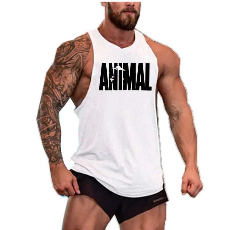 Men's Cotton Sleeveless shirt animal Bodybuilding Workout Tank Tops Muscle Fitness Shirts Male Gym Skull Beast Stringer Vest - Yallafit