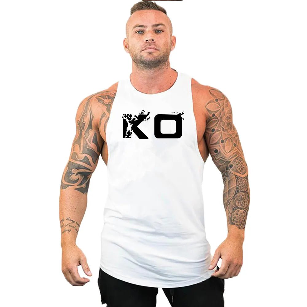 Men's Cotton Sleeveless shirt animal Bodybuilding Workout Tank Tops Muscle Fitness Shirts Male Gym Skull Beast Stringer Vest - Yallafit