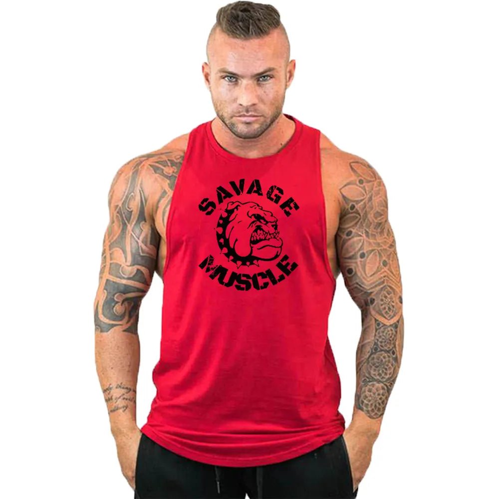 Men's Cotton Sleeveless shirt animal Bodybuilding Workout Tank Tops Muscle Fitness Shirts Male Gym Skull Beast Stringer Vest - Yallafit