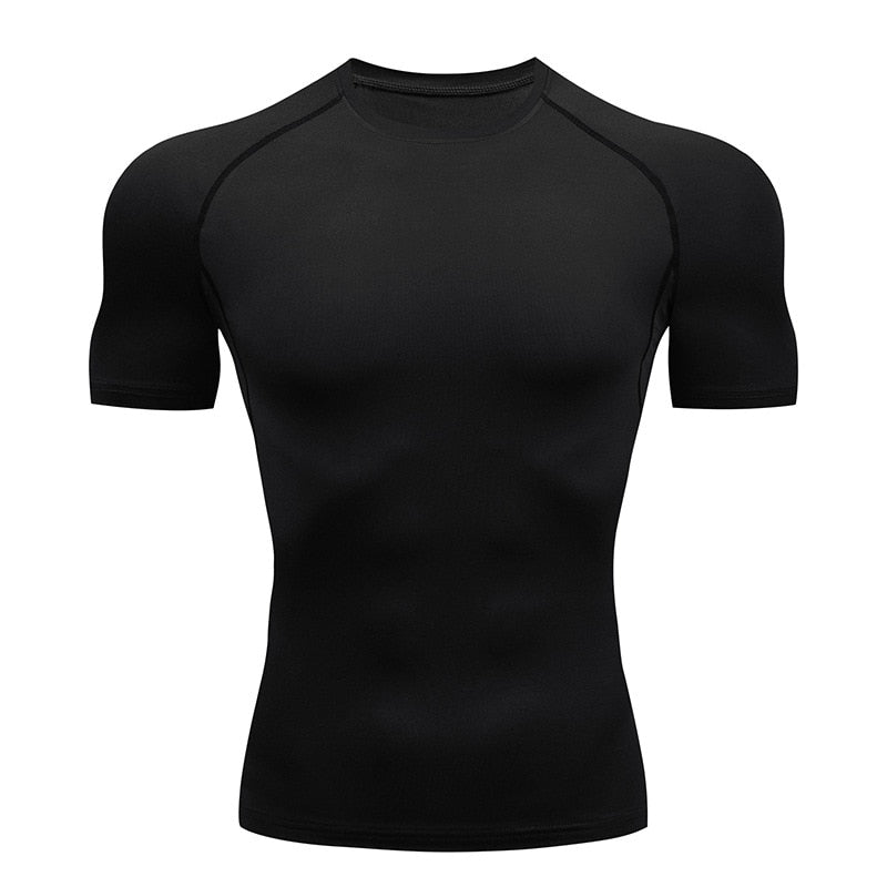 Men's Sports Quick Dry Tshirt Anime Elements Compression Gym Tshirts Workout Fitness Undershirts Tops Tight Elastic Sportswear - Yallafit