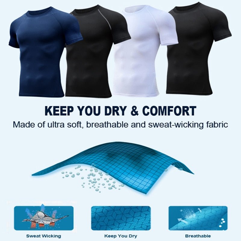 Men's Sports Quick Dry Tshirt Anime Elements Compression Gym Tshirts Workout Fitness Undershirts Tops Tight Elastic Sportswear - Yallafit