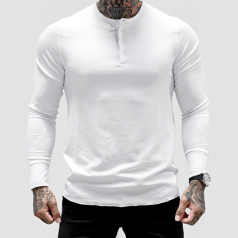 Mens Summer gyms Workout Fitness T-shirt Bodybuilding Slim Shirts printed O-neck Long sleeves cotton Tee Tops clothing - Yallafit 0
