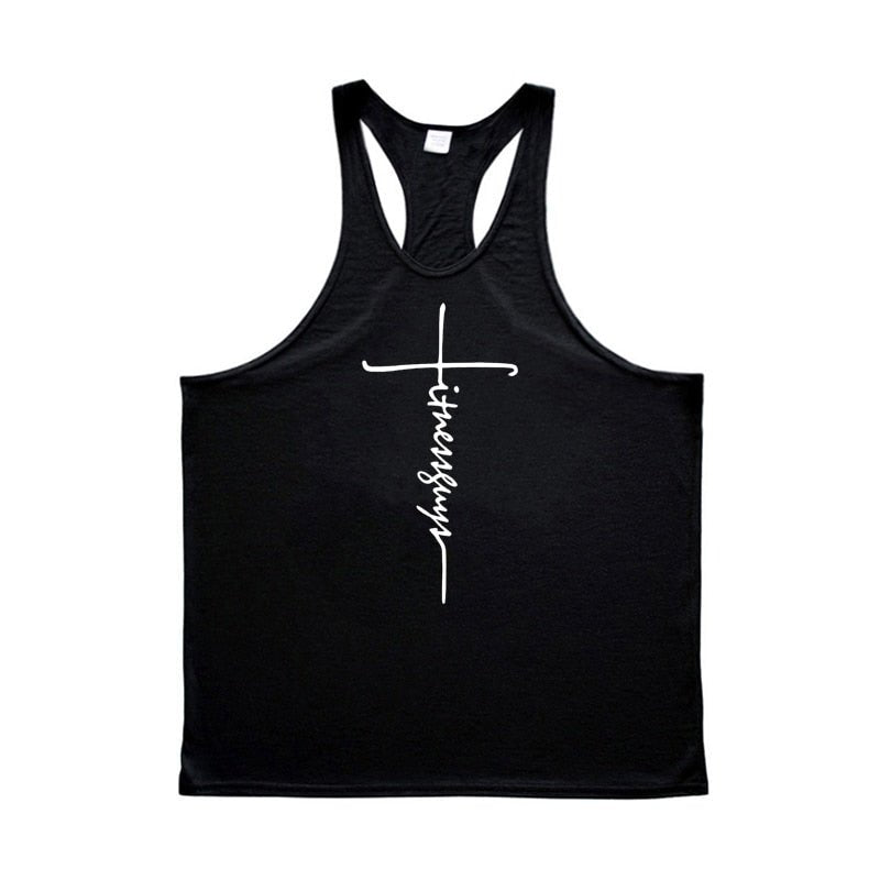 Mens Tank Top Gym Stringer Singlets Fitness Clothing Workout Cotton Sleeveless Shirt Summer Undershirt Vest Male - Yallafit