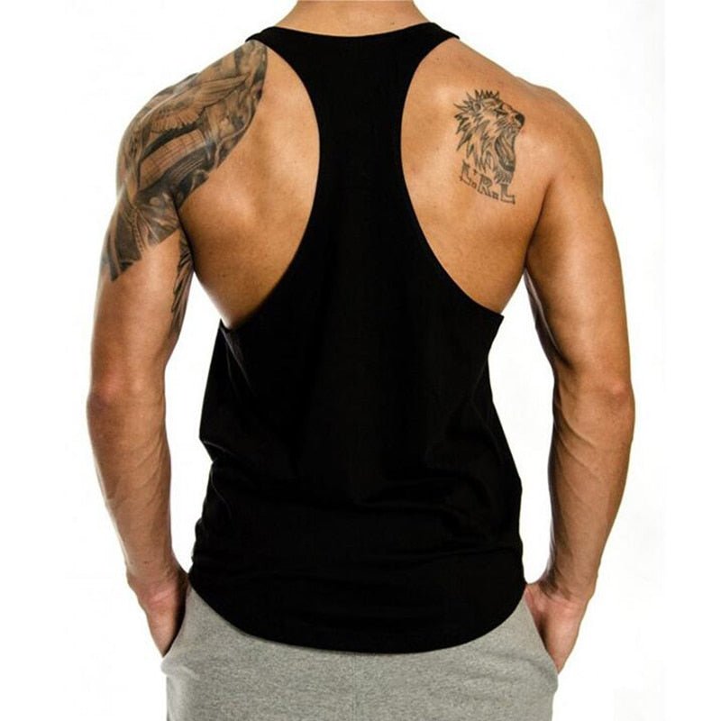 Mens Tank Top Gym Stringer Singlets Fitness Clothing Workout Cotton Sleeveless Shirt Summer Undershirt Vest Male - Yallafit